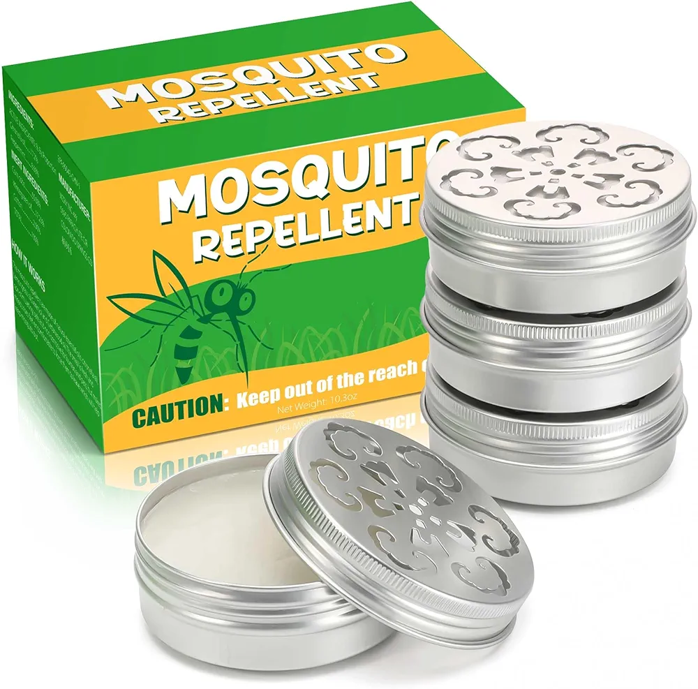 4 Pack Powerful Mosquito Repellent - Natural Deet Free Mosquito Repellent for Kids Adults Outdoor Patio Home Travel Camping Yard, Keep Mosquito Away Mosquito Barrier