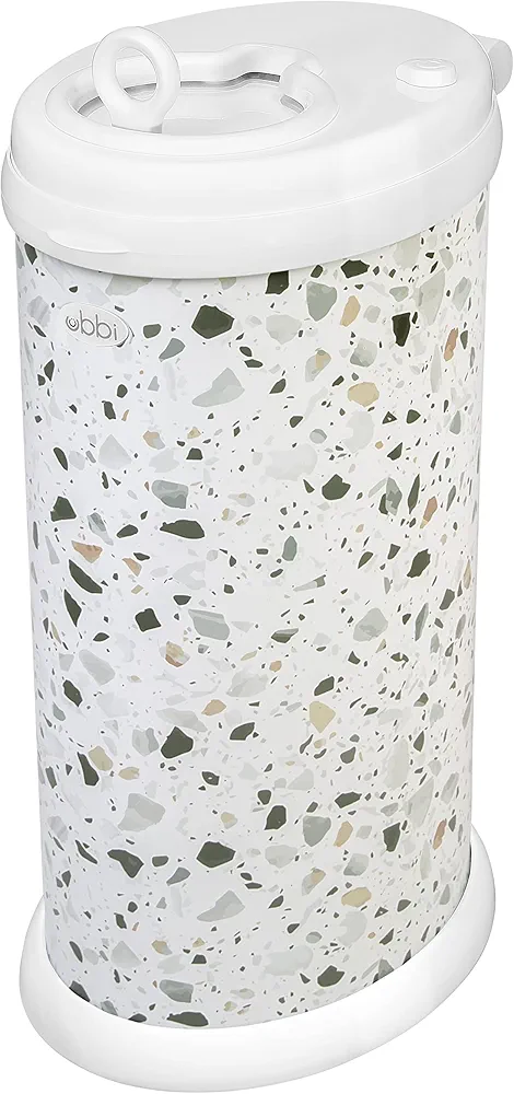 Ubbi Steel Diaper Pail, Odor Locking, No Special Bag Required, Award-Winning, Registry Must-Have, Terrazzo