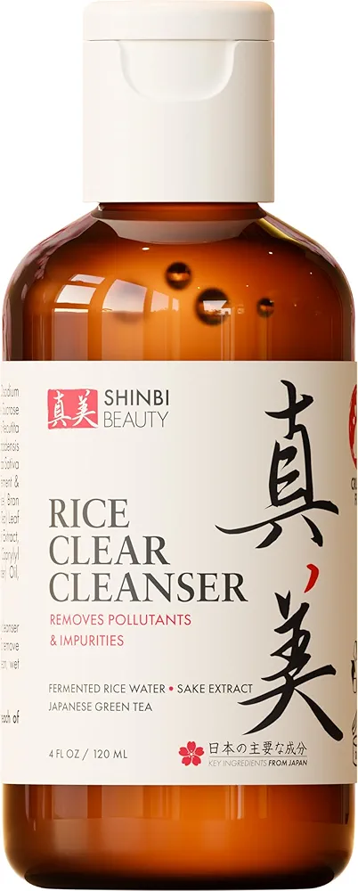 Japanese Face Wash Skincare Products - Japanese Rice Water Green Tea Cleanser - 99% Naturally Derived Japanese Beauty 4oz