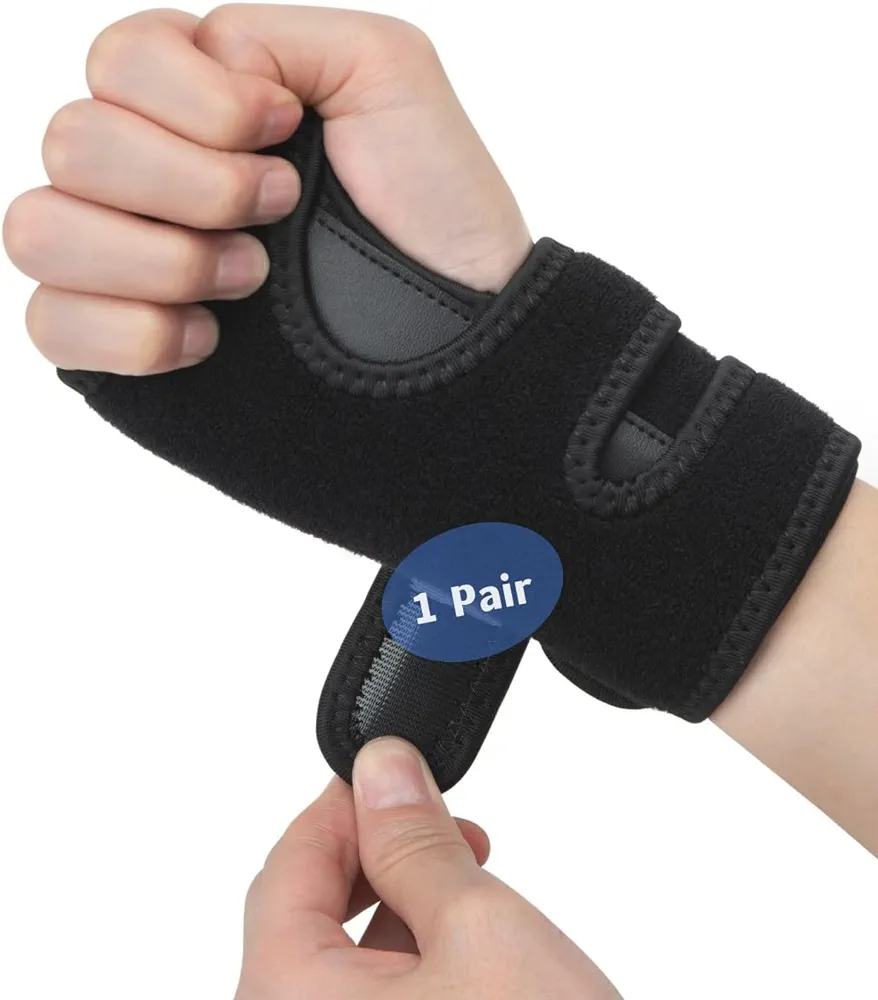 Tintol 2 Pack Wrist Brace for Carpal Tunnel Relief Night Moderate Support Splint for Typing Sleeping with a Metal Bar, Hand Brace Fit Right Left Hand for Tendonitis, Sprain, Arthritis, RSI