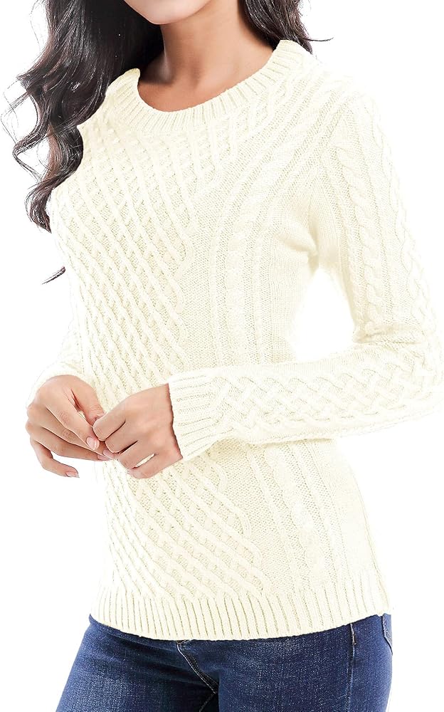 v28 Women Crew Neck Knit Stretchable Elasticity Long Sleeve Sweater Jumper Pullover