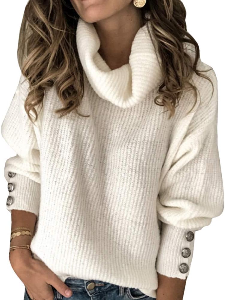 Sovelen Women's Oversized Turtleneck Chunky Pullover Sweaters Cowl Neck Long Sleeve Winter Slouchy Loose Knit Sweaters