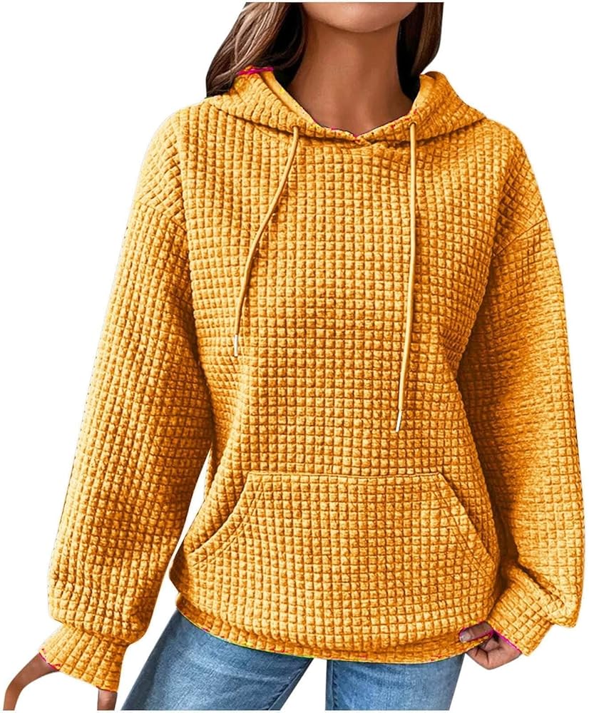 Hoodies For Women,Oversized Sweatshirt For Women Trendy Womens Hoodie Pullover Womens Fashion Casual Long Sleeve Plus Size Hooded Sweatshirts Tops Fall Shirts For Women 2023(A Yellow,XX-Large)