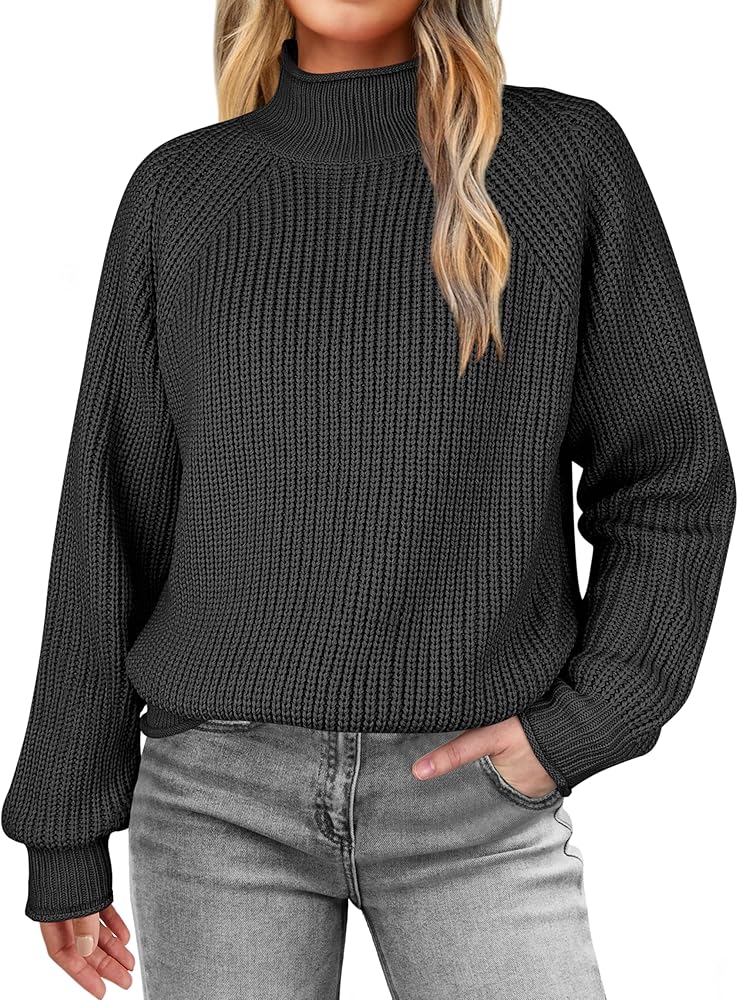 Caracilia Women's 2024 Fall Turtleneck Oversized Sweaters Casual Loose Chunky Warm Knit Pullover Sweater Top Winter Outfits