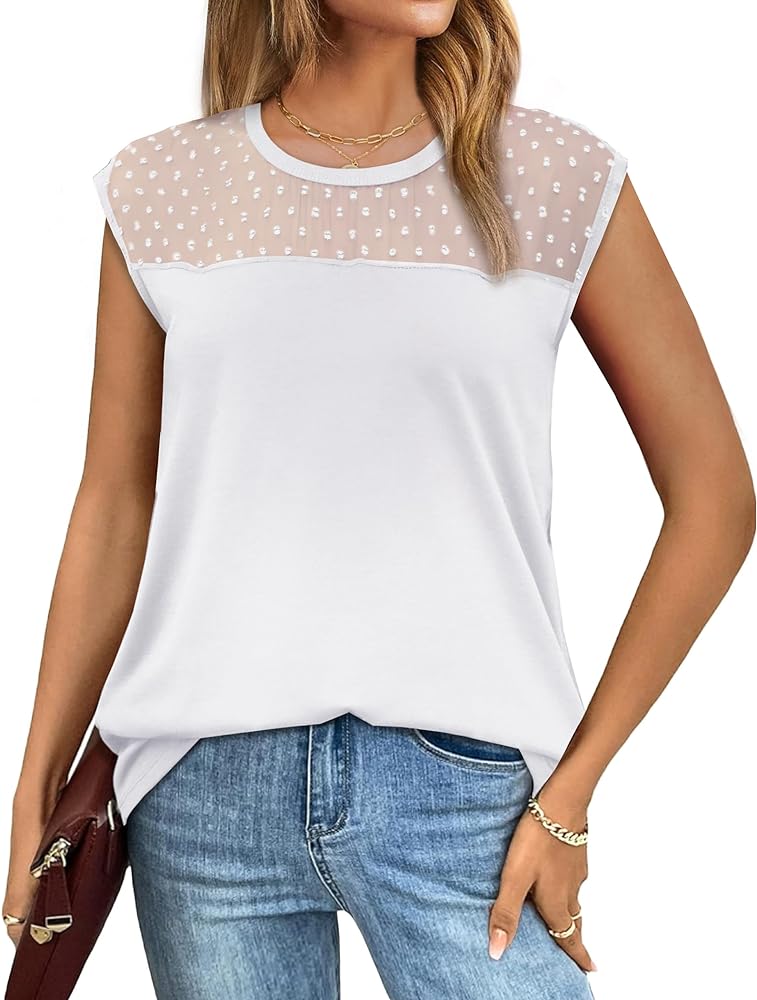 WIHOLL Tank Tops for Women Summer Cap Sleeve Shirts with Cute Lace Pompom 2024 Fashion