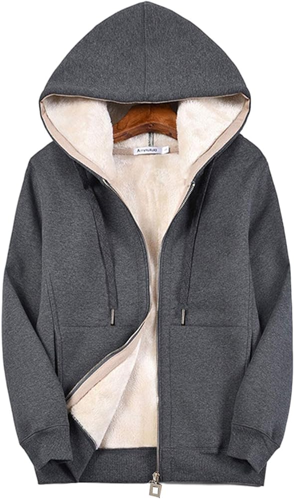 Omoone Women's Zip Up Sherpa Fleece Lined Hoodie Sweatshirt Cardigan Jacket