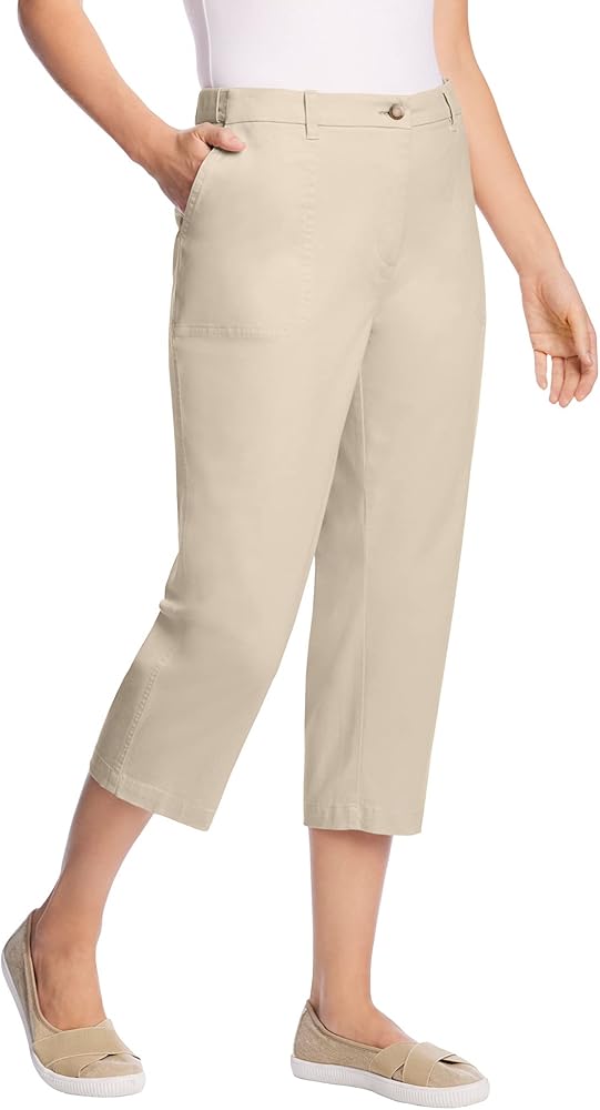 Woman Within Women's Plus Size Freedom Waist Chino Capri