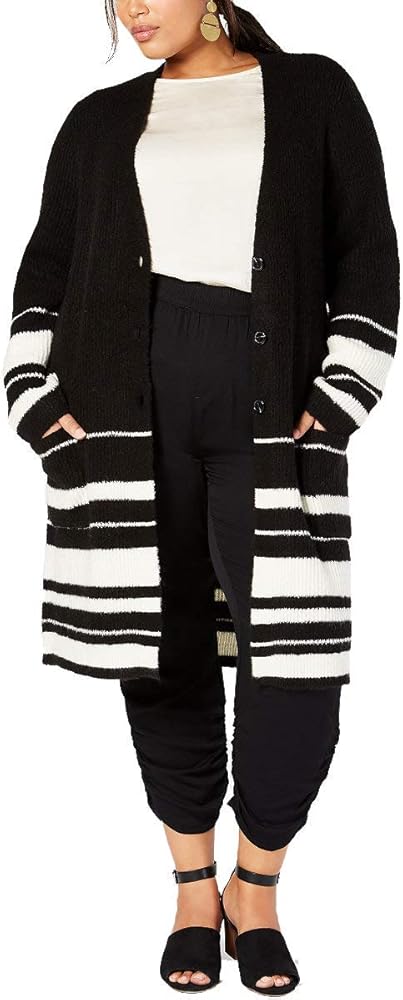 Style & Co. Womens Long Cardigan Sweater, Black, 3X