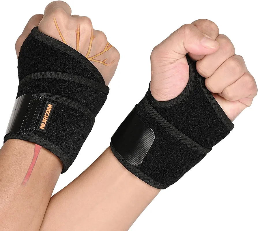 2 Pack Copper Wrist Brace for Carpal Tunnel, Upgraded Compression Wrist Support Brace for Day Night Support, Adjustable Wrist Wraps for Arthritis Tendonitis Pain Relief, Sport, Both Hands,