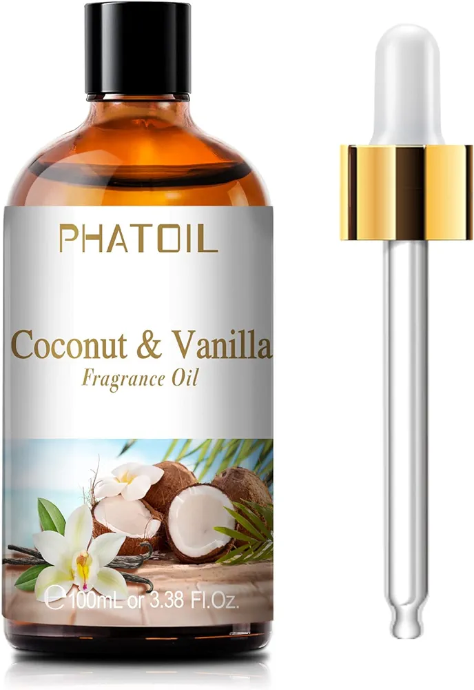 3.38FL.OZ Coconut & Vanilla Fragrance Oils for Aromatherapy, Essential Oils for Diffusers for Home, Perfect for Diffuser, Yoga, DIY Candle and Soap Making - 100ml