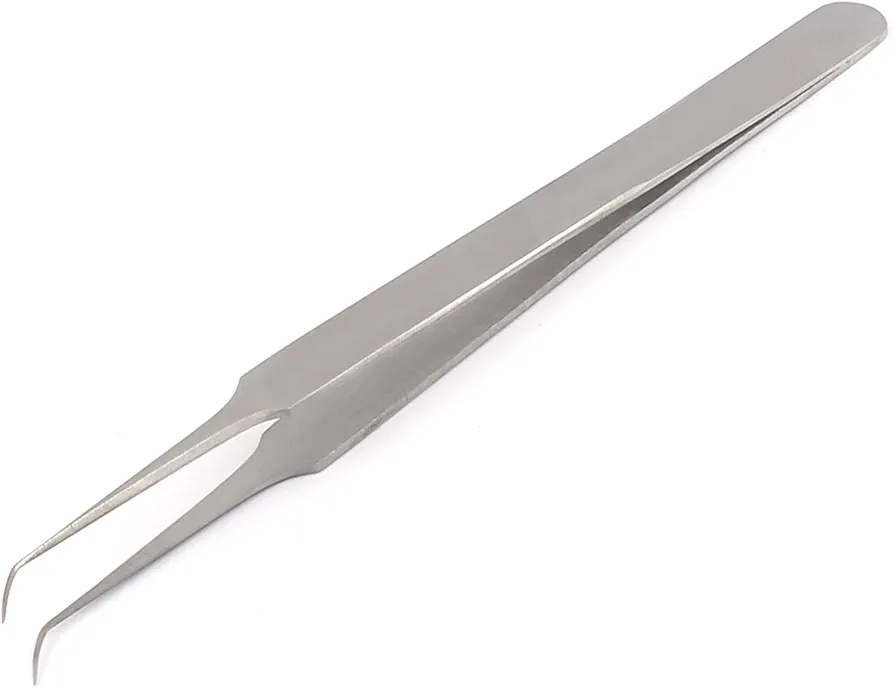 Tweezer Non-Magnetic Stainless Steel Curved Tip Eyelash Eyebrow Makeup Tool By G.S ONLINE STORE