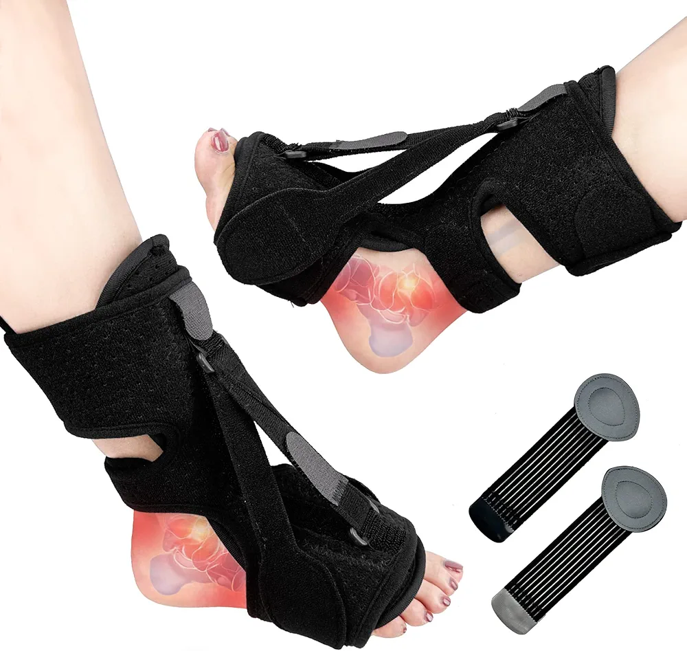 Plantar Fasciitis Night Splint, Upgrade 3 Adjustable Straps Plantar Fasciitis Night Splint Fit Women Men Relief Plantar Fasciitis,Foot Drop, Achilles Tendonitis,Day&Night(2 Pack)