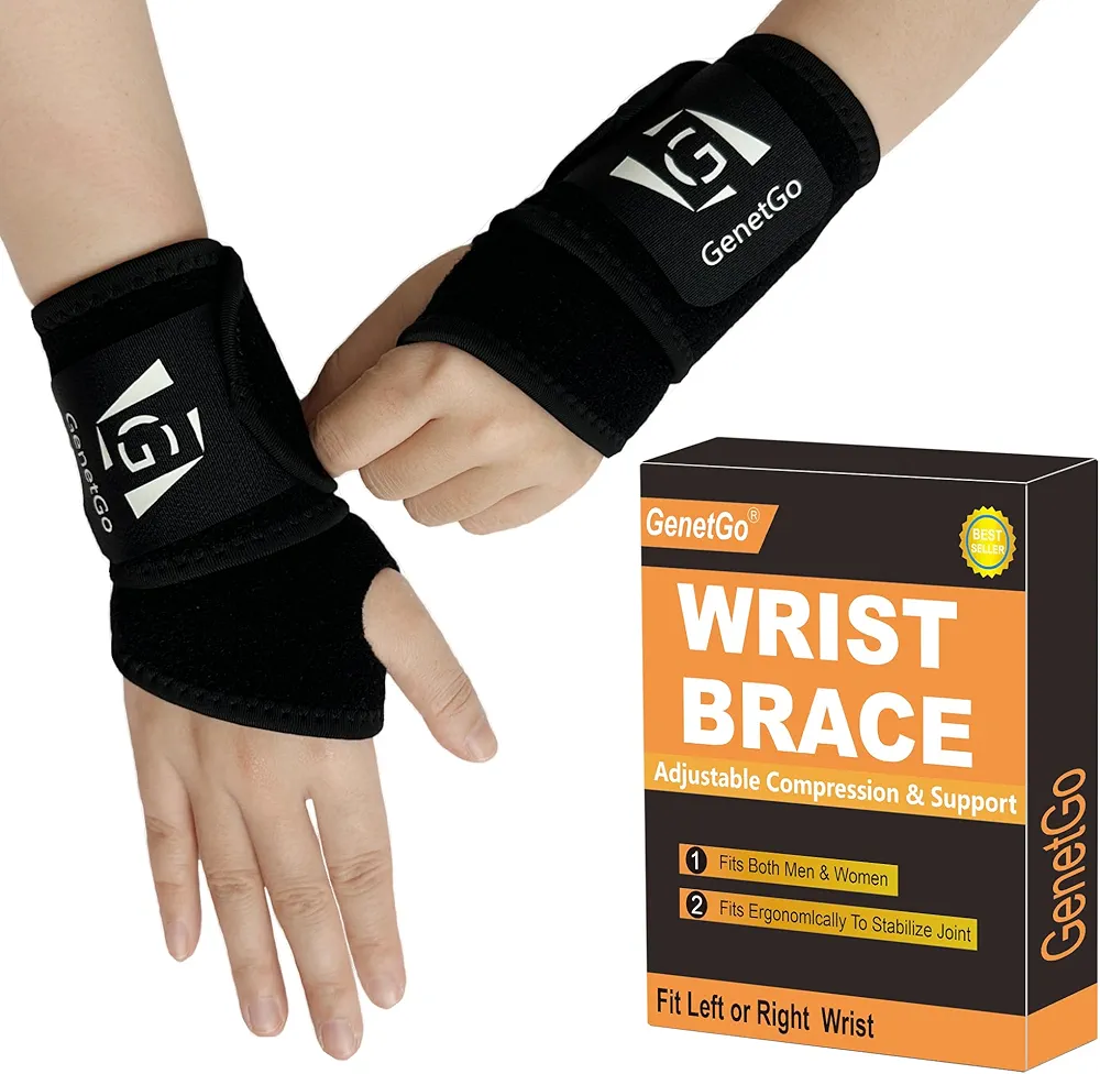 Carpal Tunnel Wrist Brace Support Adjustable for Tendonitis Arthritis Pain Relief, Sport Protecting - 2 Pack