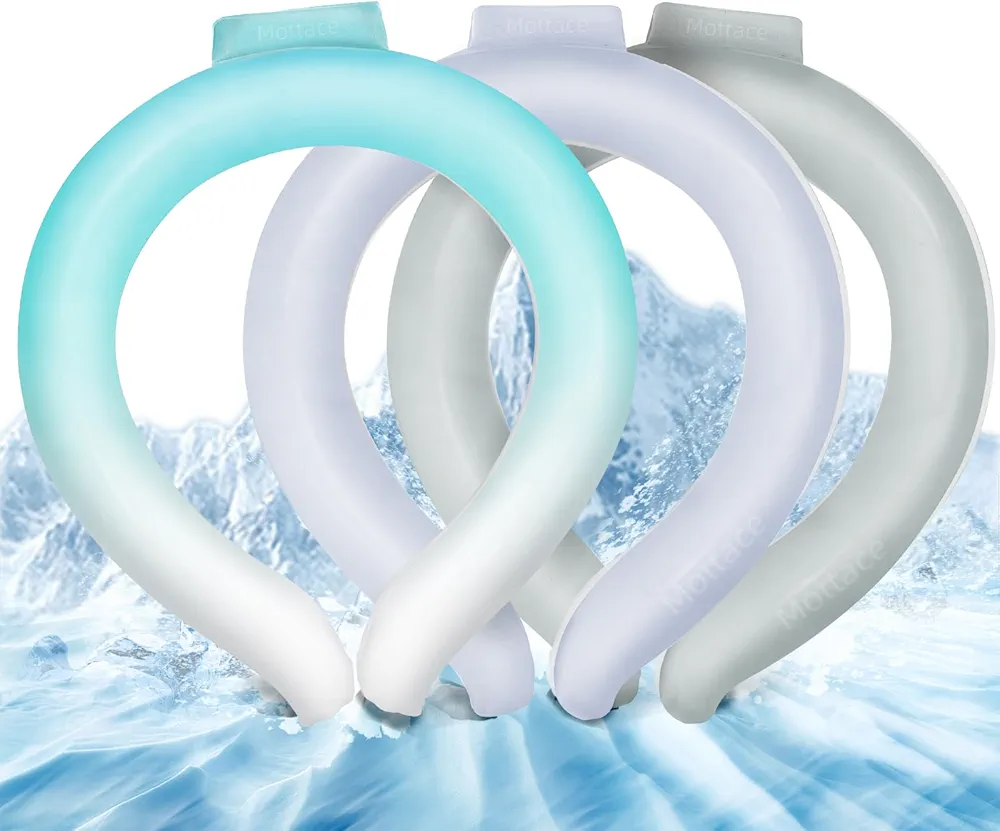 Neck Cooling Tube Ice Ring Neck Cooler Wearable Cooling Neck Wraps for Summer Heat Body Cooling Products Relief for Hot Flashes(Gradient Blue+Blue+Grey,L)