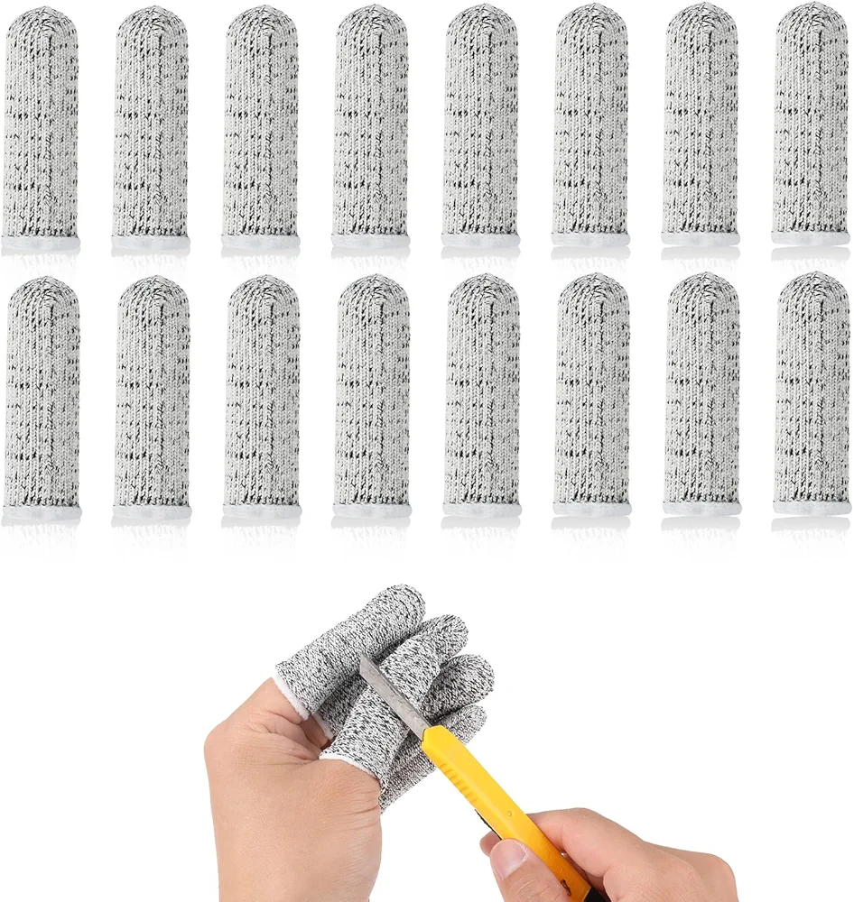 40 Pcs Finger Covers Finger Cot Anti-Cut Finger Covers Protection for Finger Tips, Reusable Finger Covers for Cuts, Fingertip Protector for Kitchen Work Sculpture Supplies(Gray + White Circle)