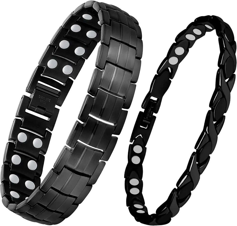 Feraco Magnetic Bracelet for Women Men Titanium Steel Magnetic Bracelet with Magnets,Unique X Shape Links