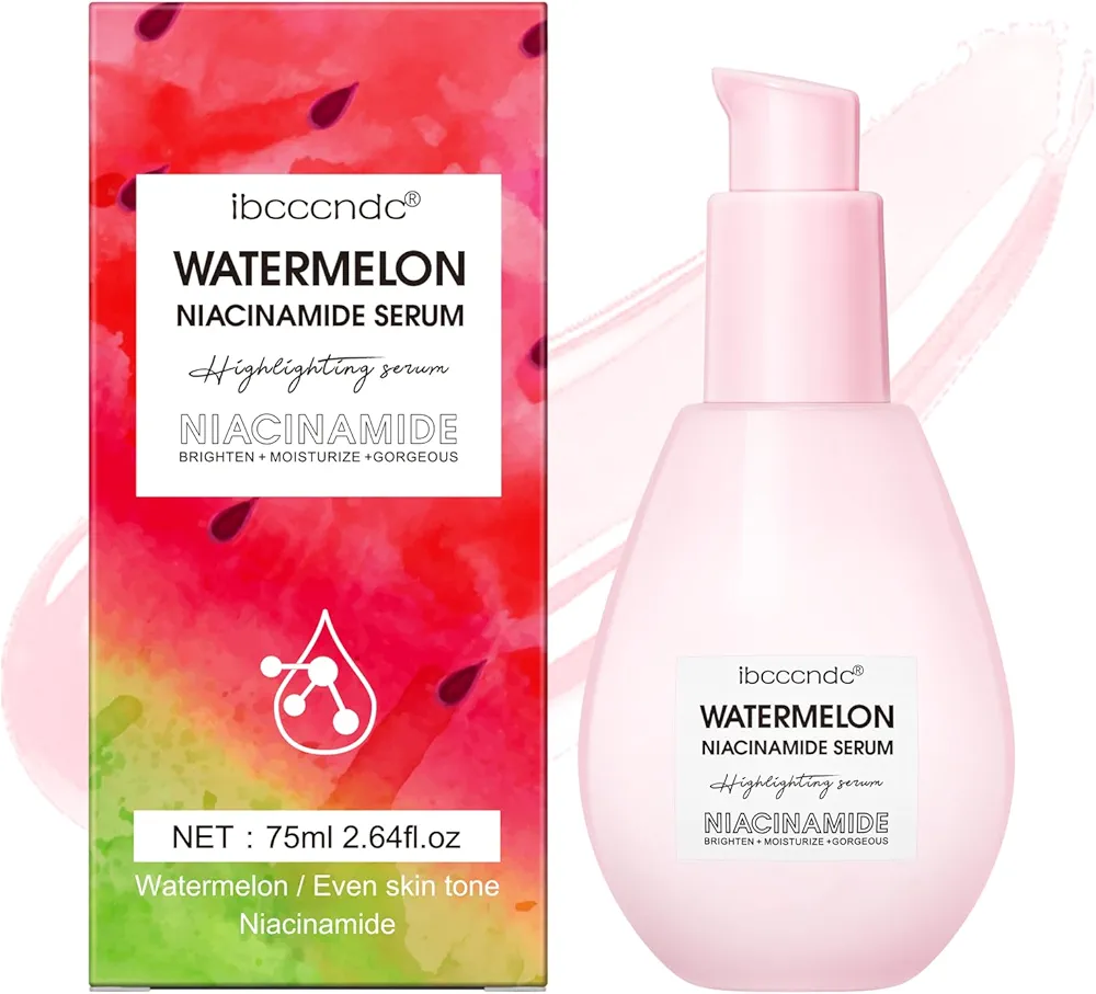 Watermelon Niacinamide Highlighting Serum - Illuminating Makeup Primer & Facial Serum with Hyaluronic Acid - Moisturizing, Lightweight & Priming for Glowing Skin Care (75ml)