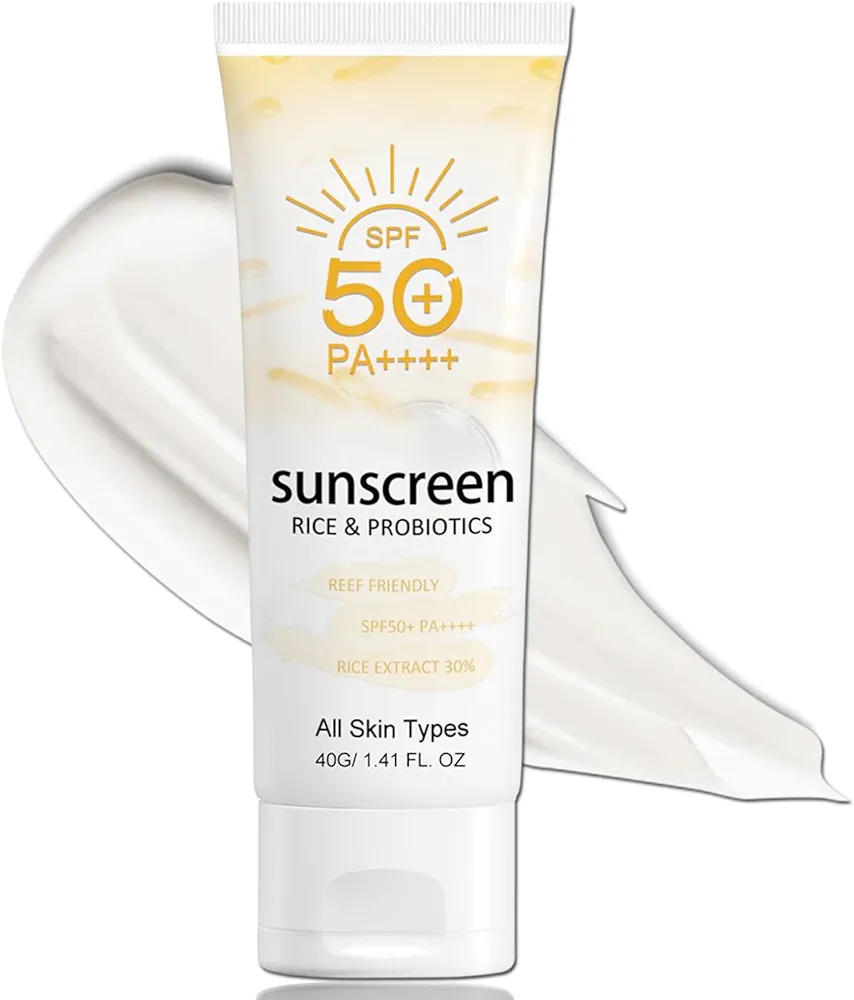 Rice Probiotics Facial Sunscreen Spf 50, Sweatproof Sun Screen Lotion, Water Resistant Sunscreen Cream for Face and Body, Face Sunscreen With Broad Spectrum, Sun Screen Protector for Face