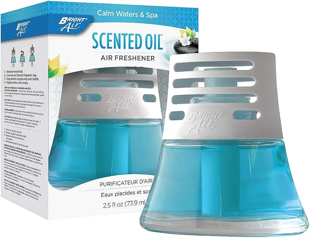 BRIGHT Air 900115CT Scented Oil Air Freshener, Calm Waters and Spa, Blue, 2.5oz (Case of 6)