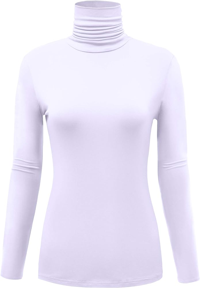 AUHEGN Women's Long Sleeve Lightweight Turtleneck Top Slim Fit Pullover T-Shirt (S-XXL)