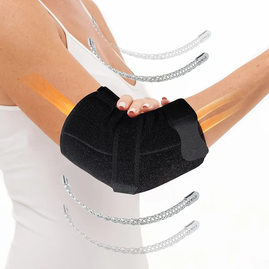 Elbow Splint Tendonitis Elbow Brace, Cubital Tunnel Syndrome Brace with 4 Removable Metal Spring Splints for Sleeping, Elbow Immobilizer for Ulnar Nerve Entrapment， Golfers Elbow (S/M)