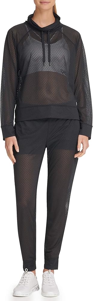 DKNY Women's Mesh Drawstring Hoodie