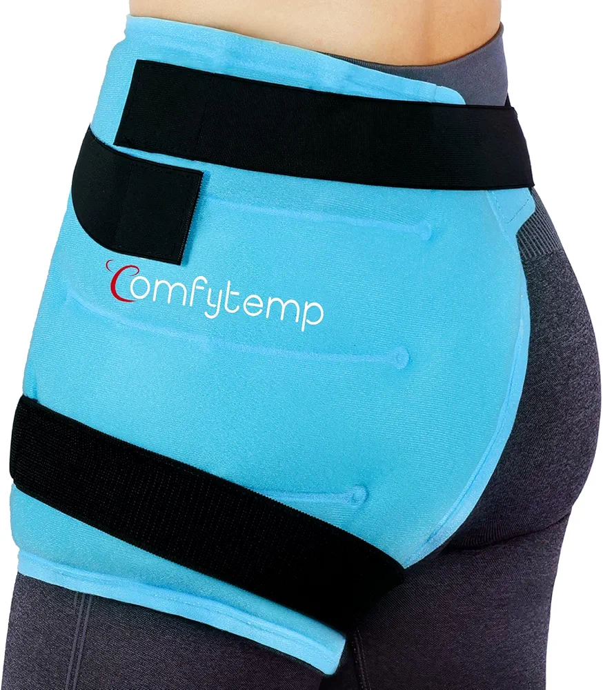 Comfytemp Large Hip Ice Pack Wrap for Sciatica, Hip Replacement, Fracture, Pain Relief, FSA HSA Eligible, Reusable Gel Ice Pack for Injuries, Cold Compression Hip Brace Physical Therapy Recovery Gifts