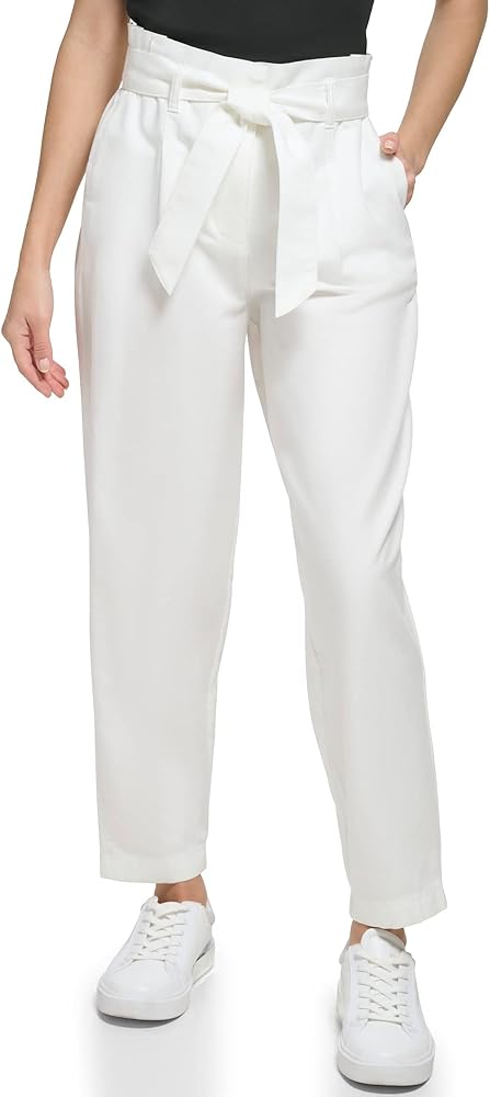 Calvin Klein Women's Conforming Wide Ring Belt Cotton Blend Slim Pant