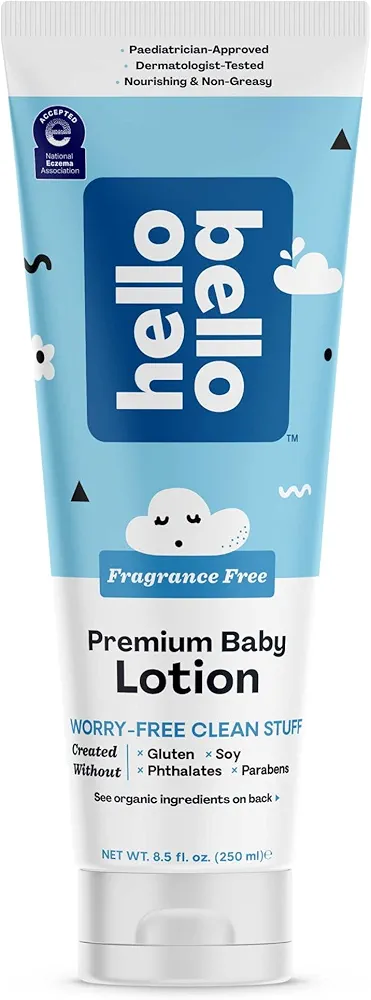 Hello Bello premium Baby Lotion | Vegan and Cruelty Free Moisturizing, Non-Greasy Lotion for babies and Kids | Fragrance Free | 8.5 FL Oz (1 Pack)