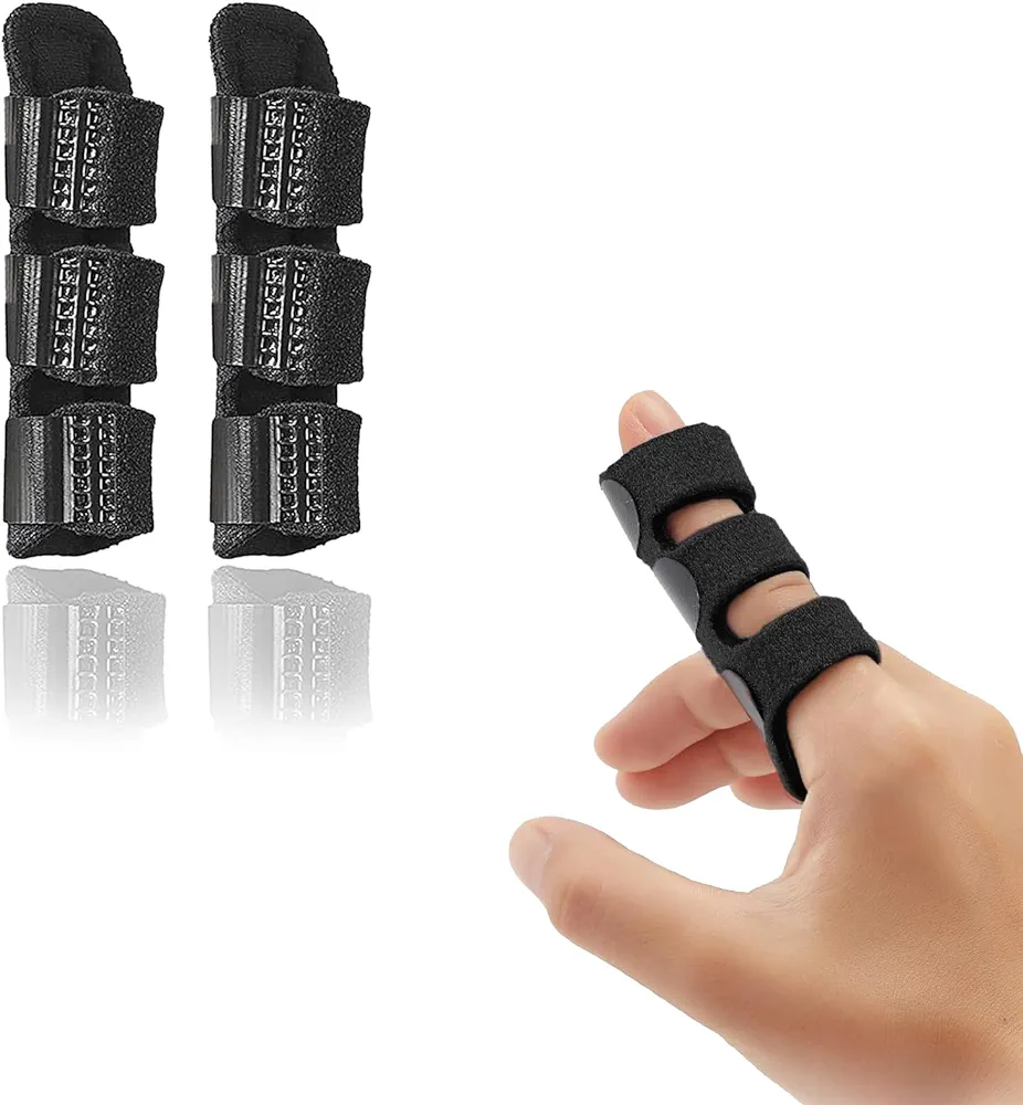 Finger Splint,2 Pcs Trigger Finger Splints,Black Finger Support Brace for Fingers Straightening Arthritis Sprain Knuckle Immobilization.