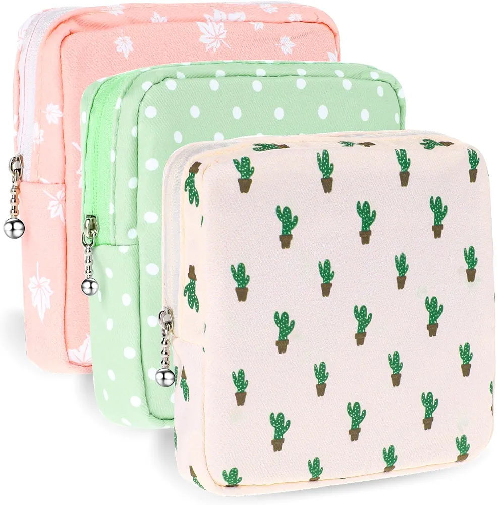 3pcs Sanitary Napkin Storage Bag, Portable Reusable Menstrual Pads Bags Women Tampon Bags Feminine Products Bag Period Kit Bag (Type Two)