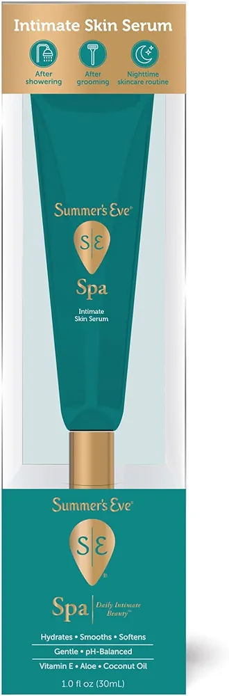 Summer's Eve Spa Daily Intimate Beauty, Luxurious Skin Serum, Post Shave Fragrance Free Women’s Hydrating Serum, 1oz Tube