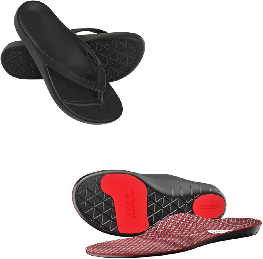 Arch Support Black Flip Flop and Insole for Foot Pain | Designed by Podiatrists_M8/W9