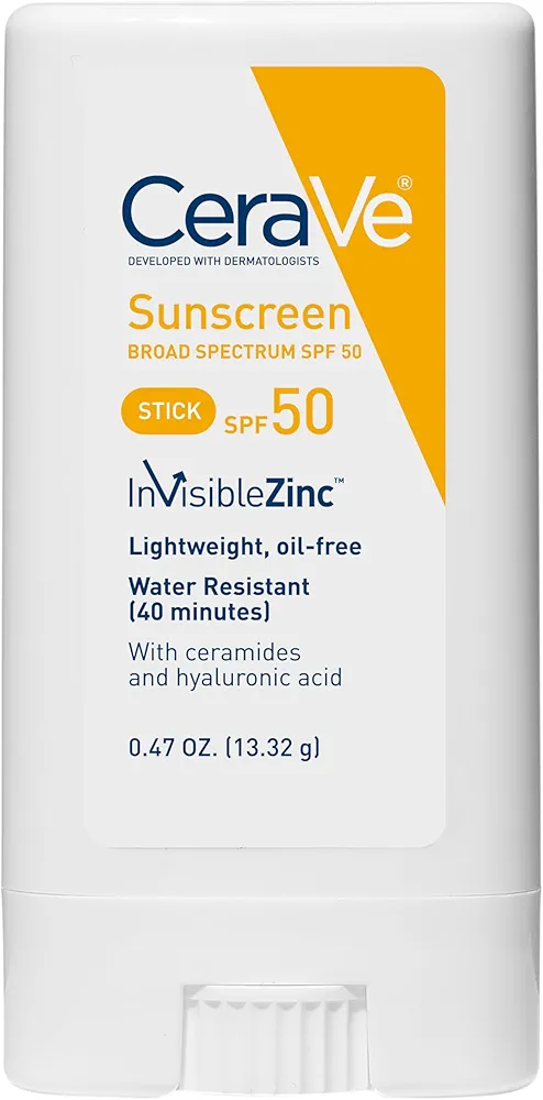 CeraVe Mineral Sunscreen Stick SPF 50 | Broad Spectrum SPF + Hyaluronic Acid + Ceramides | Titanium Dioxide & Zinc Oxide Sunscreen | 100% Mineral Face Sunscreen Stick | Fragrance Free & Oil Free