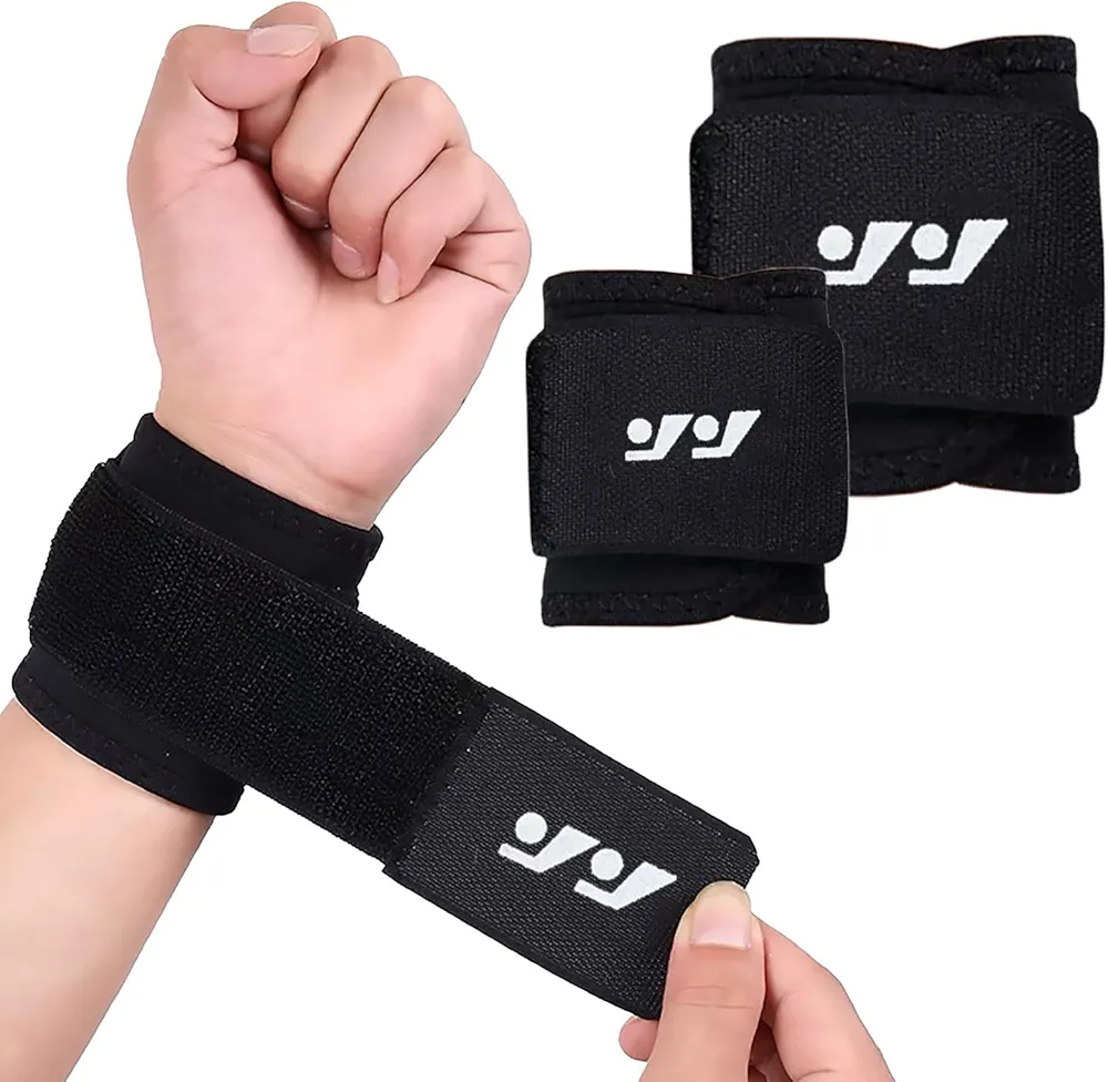 2 Pack Wrist Brace Adjustable Wrist Support Wrist Straps for Fitness Weightlifting, Tendonitis, Carpal Tunnel Arthritis, Wrist Wraps Wrist Pain Relief Highly Elastic (Black)