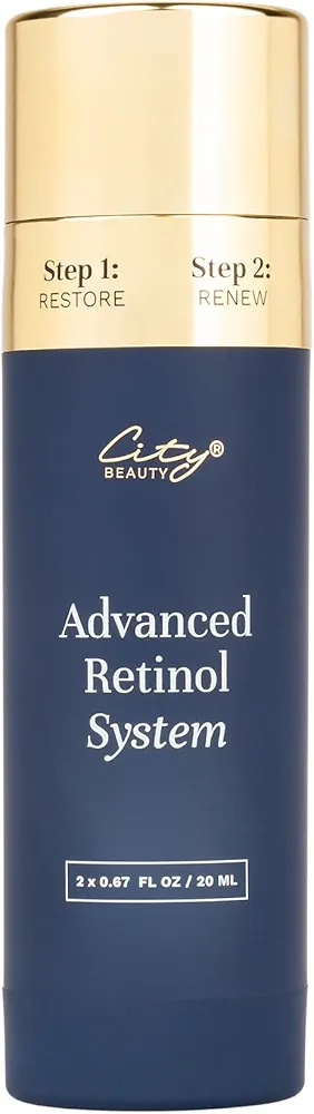 City Beauty Advanced Retinol System - 2 Anti-Aging Face Serums - Retinol & Vitamin C - Firm, Smooth & Brighten - Solution for Wrinkles, Dark Spots, & Sagging - Cruelty-Free Skin Care