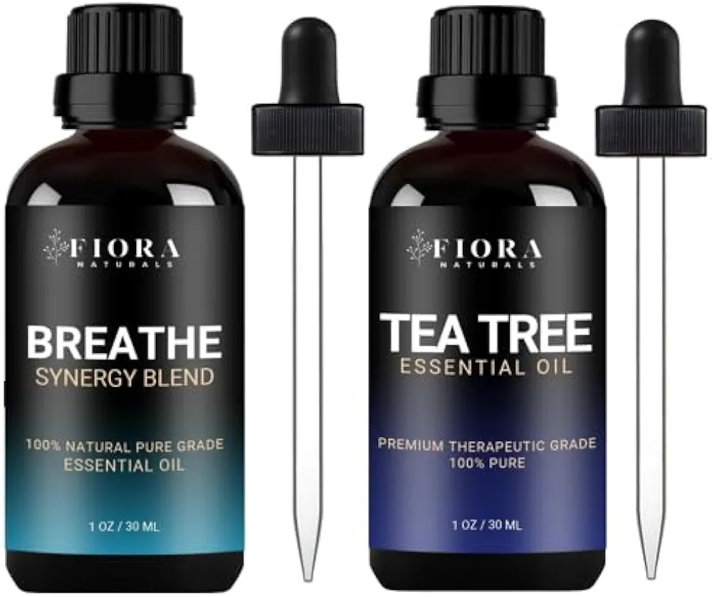 Breathe Essential Oil for Diffuser, Essential Oil Blend w/Eucalyptus Peppermint Tea Tree, Tea Tree Oil for Skin, Face, Hair and Toenails - 100% Pure Tea Tree Essential Oil for humidifier & Piercing