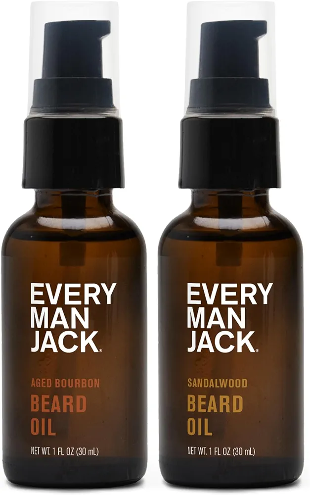 Every Man Jack Mens Beard Oil - Subtle Aged Bourbon & Sandalwood Fragrance - Deeply Moisturizes and Softens Your Beard and Adds a Natural Shine - Naturally Derived with Shea Butter- 1oz