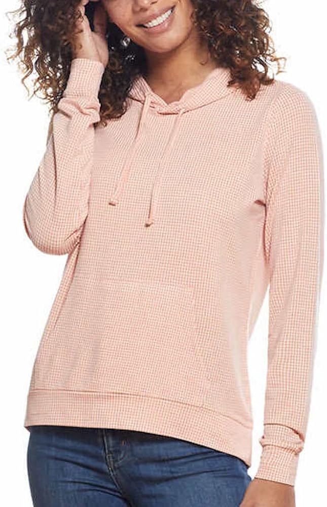 Weatherproof Vintage Women's Gingham Hoodie Long Sleeve Shirt