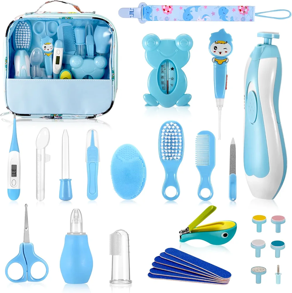 29 in 1 Baby Healthcare and Grooming Kit - Safety Newborn Nursery Cleaner Essentials with Baby Nail Trimmer Set Baby Comb, Brush, Nasal Aspirator etc for Girl boy Baby Care Kit