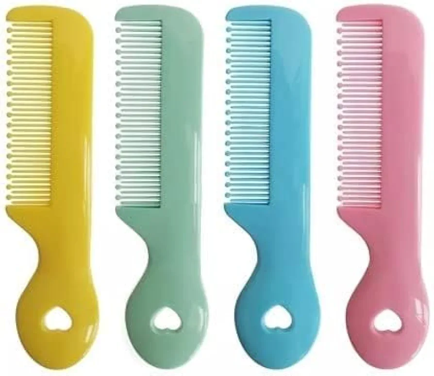 Pack Of 4 Round Tip Bristles Baby Cute Comb Baby Grooming For Sensitive Scalp Skin, for Nursery Newborn Infant Girl Boy Kids Comb Baby