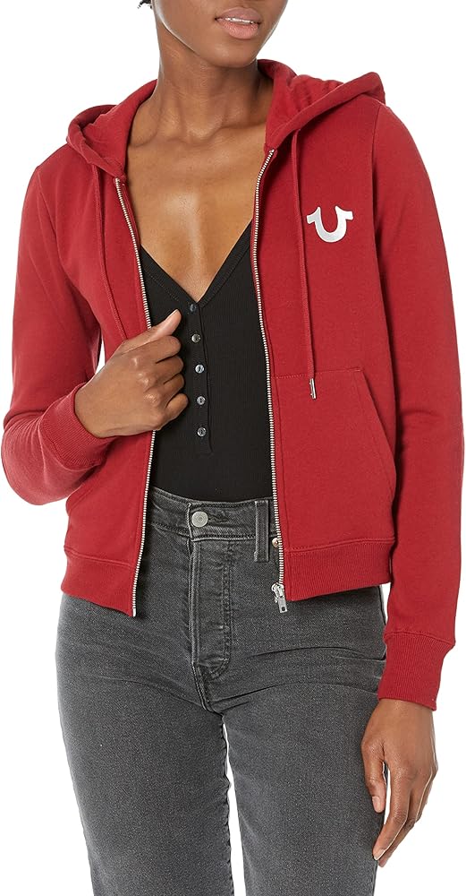 True Religion Women's Buddha Foil Back Zip Hoodie