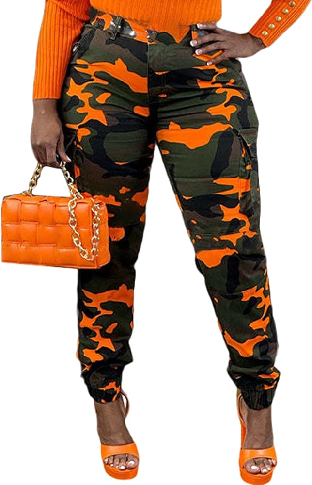 NRTHYE Women Camo Cargo Pants Camouflage Sweatpants Joggers Casual Army Fatigue Pants