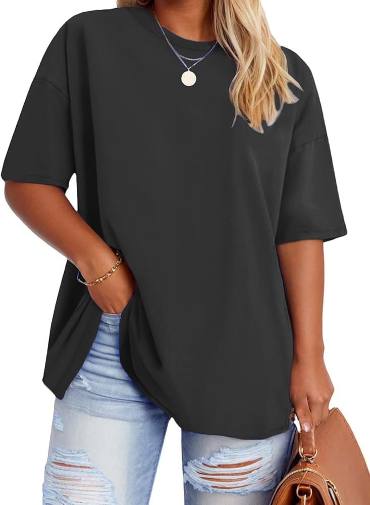 VISLILY Plus-Size-Tops for Women Casual Short Sleeve T Shirts Summer Crew Neck Tees Oversized Comfy Loose Fit Tunics XL-5XL