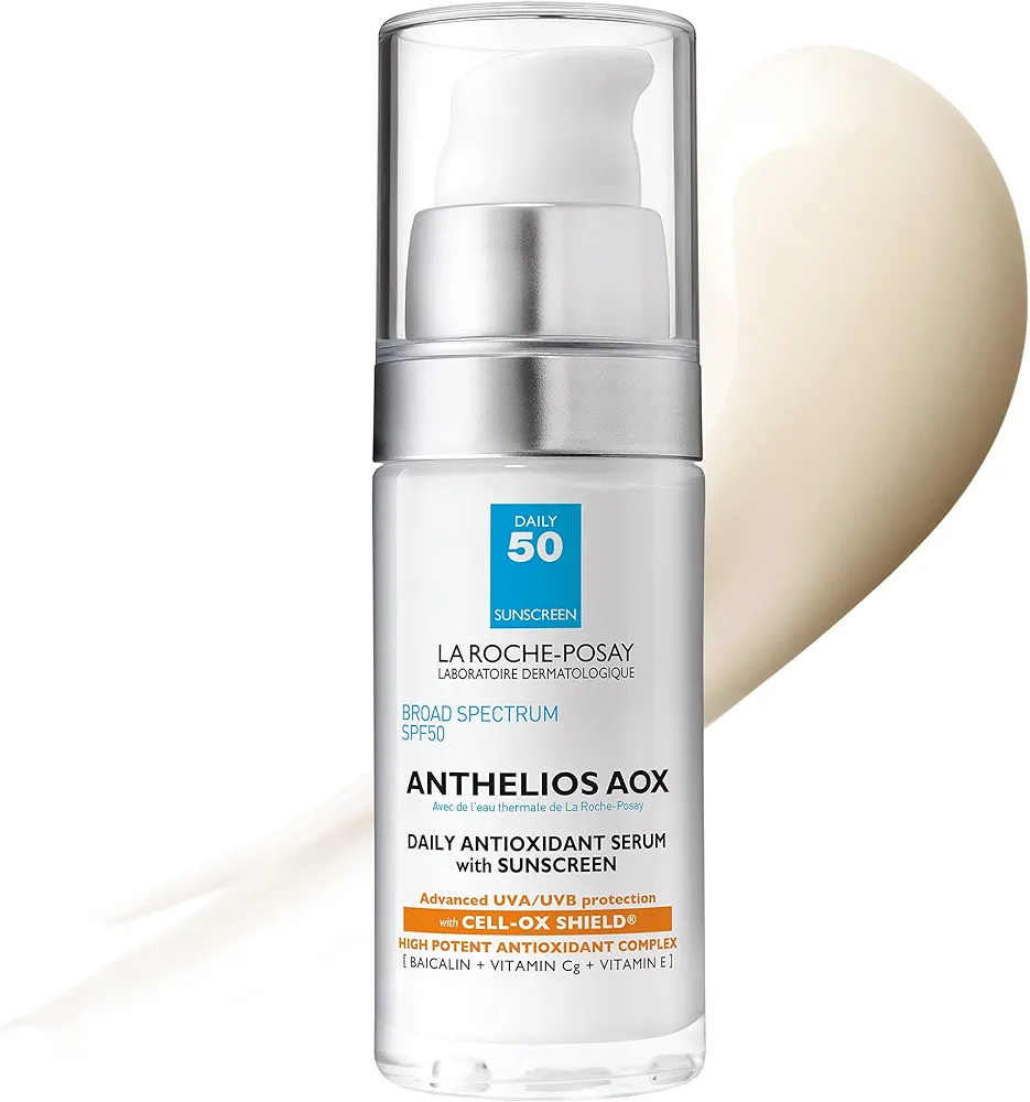 La Roche-Posay Anthelios AOX Daily Antioxidant Serum with SPF, Face Moisturizer with Sunscreen and Vitamin C & E, Oil Free Face Sunscreen for Sensitive Skin, Moisturizing Sun Protection