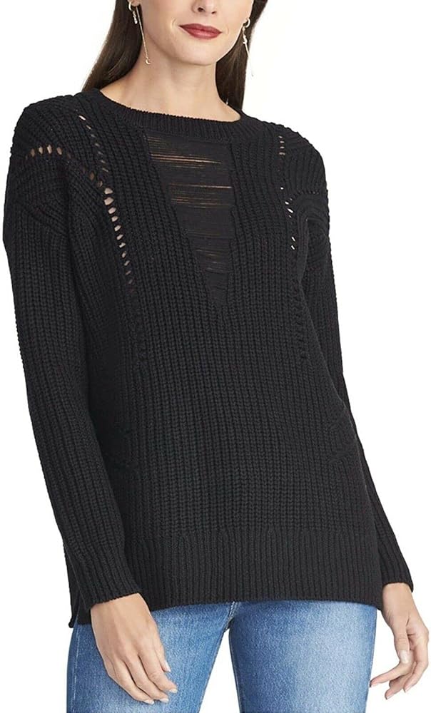 RACHEL Rachel Roy Womens Cable Knit Cut-Out Sweater