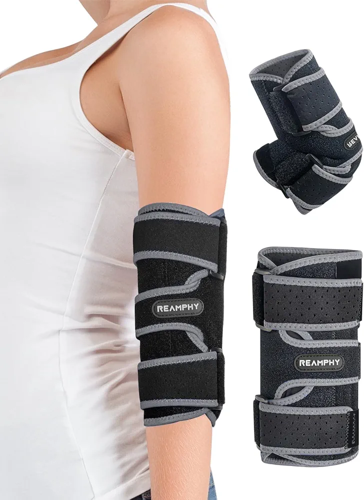 Reamphy Elbow Brace,Comfortable Night Elbow Sleep Support,Elbow Splint, Adjustable Stabilizer Splints, Cubital Tunnel Syndrome,Tendonitis,Ulnar Nerve,Tennis,Fits for Men and Women