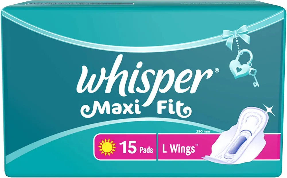 Whisper Maxi Nights Sanitary Pads for Women, Large, 15 Napkins (Pack of 1)