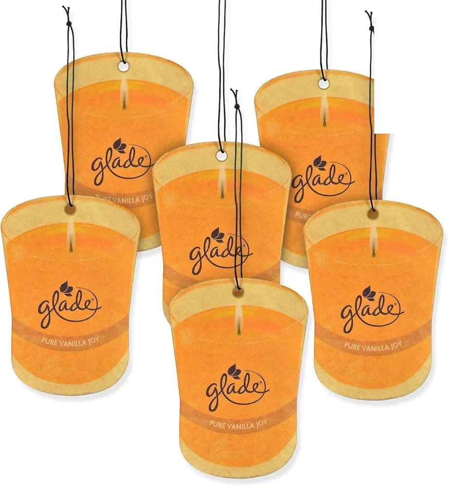 Glade Car Air Freshener 6-PACK Candle Design Glade Air Freshener (Pure Vanilla Joy)