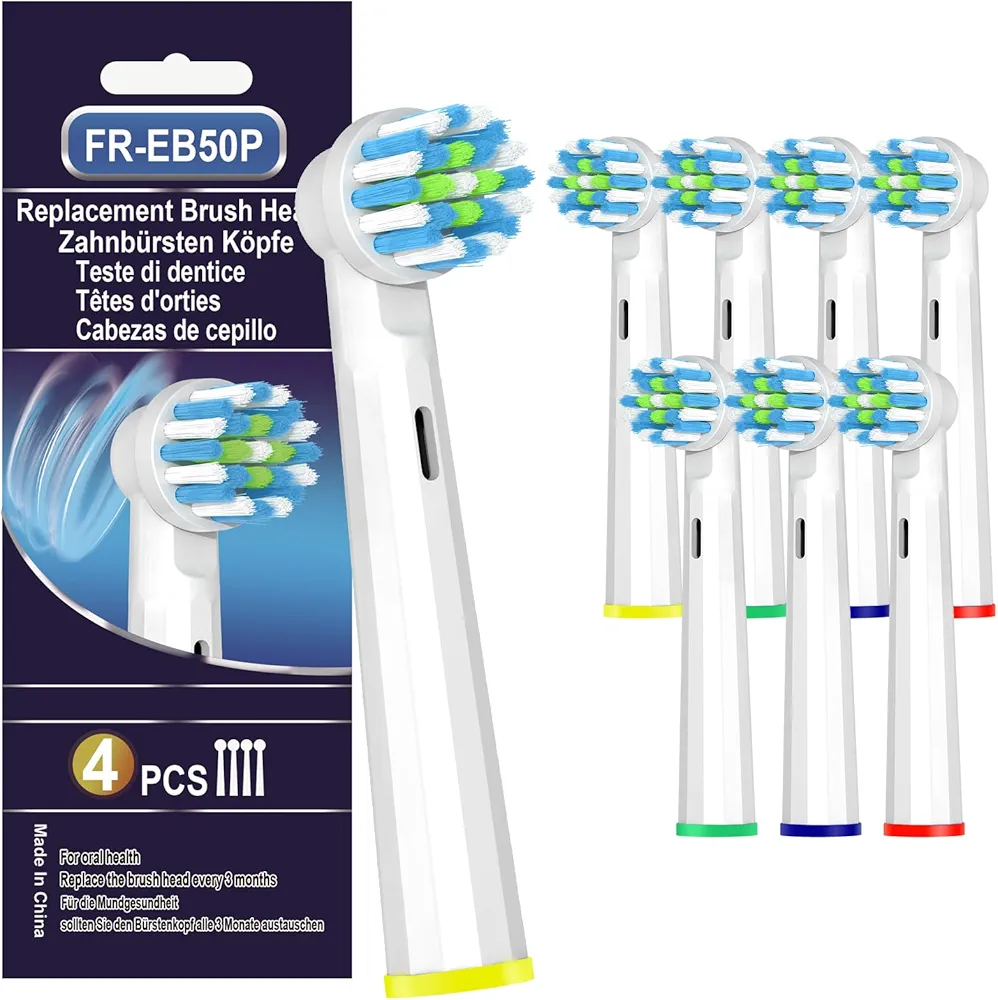 8 Pcs Replacement Toothbrush Heads Compatible with Braun Oral B Pro 1000/7000/9600/5000/8000, Precision Senesitive Brush Heads Refills for Genius X and Smart 1500 Electric Toothbrush (White)